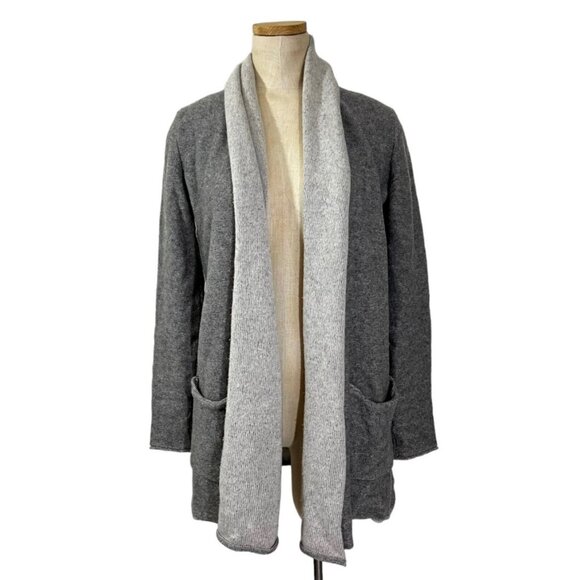 Aritzia women's cardigan S gray wool cashmere blend waterfall front soft knit - Picture 1 of 7